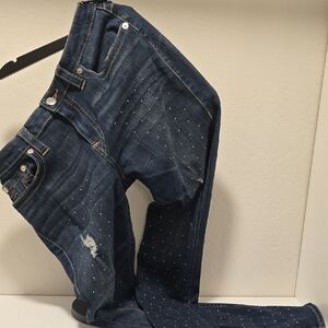 True Religion Women's Blue Jeans with Studded Detail